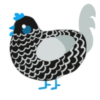A sable and silver chicken with a lace pattern
