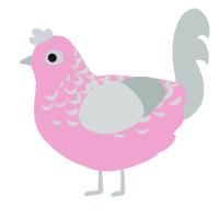 A pink and silver chicken with a half-lace pattern