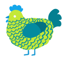 A lime and sea chicken with a lace pattern