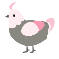 Pinkie, a ash and rose chicken with a head pattern