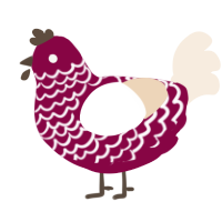 A maroon and cream chicken with a lace pattern