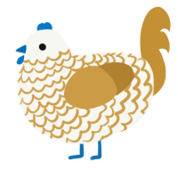Palace, a white and gold chicken with a lace pattern