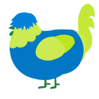 (unnamed), a sapphire and lime chicken with a head pattern