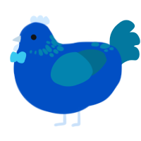 A ultramarine and sea chicken with a neck-speckle pattern