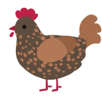 A bark and brown chicken with a speckle pattern