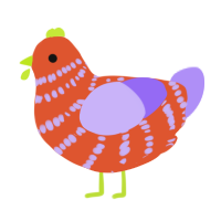 A vermilion and lilac chicken with a bar pattern