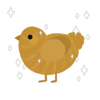 A gold chicken with a bar pattern