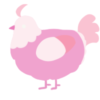 xyx pink, a pink and rose chicken with a head pattern