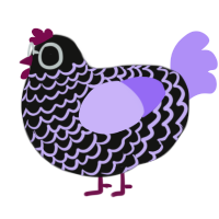 Plate, a black and lilac chicken with a lace pattern