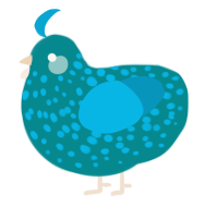 lu, a teal and cerulean chicken with a speckle pattern