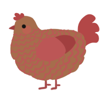 cinnamon, a brown and red chicken with a lace pattern