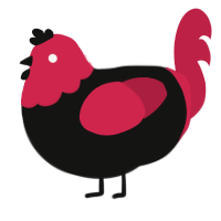 A black and crimson chicken with a head pattern