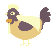 A beige and overcast chicken with a head pattern