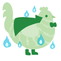 Eat your greens, a gluppy chicken with a bar pattern