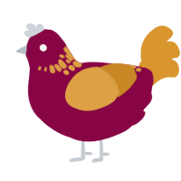Banksia, a maroon and orange chicken with a neck-speckle pattern