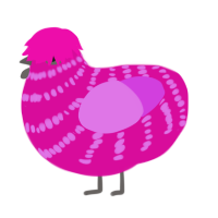 Bubblegum Pop, a fuchsia and orchid chicken with a bar pattern