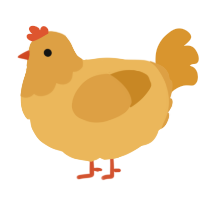 Chicken, a honey and orange chicken with a head pattern