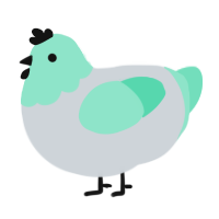 Pastel Miku, a mist and mint chicken with a head pattern