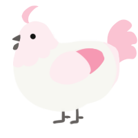 Rosie, a white and rose chicken with a head pattern