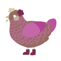 A russet and fuchsia chicken with a lace pattern