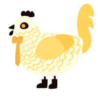 A white and honey chicken with a lace pattern