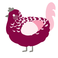 A maroon and rose chicken with a half-lace pattern