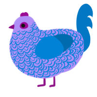 Contrast, a lilac and sapphire chicken with a double-lace pattern