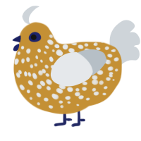 A gold and mist chicken with a speckle pattern