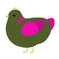 A olive and fuchsia chicken with a neck-band pattern
