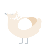 A cream chicken with a neck-speckle pattern