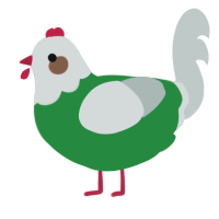 A viridian and silver chicken with a head pattern