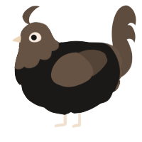 A sable and bark chicken with a head pattern