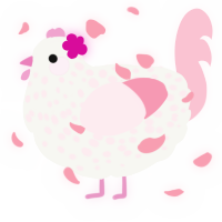 A white and rose chicken with a speckle pattern
