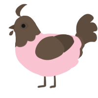 A rose and bark chicken with a head pattern