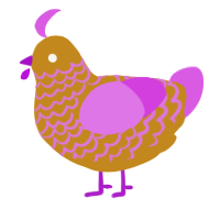 A ochre and orchid chicken with a lace pattern