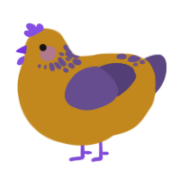 A ochre and overcast chicken with a neck-speckle pattern