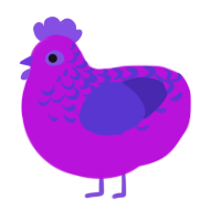 A amethyst and indigo chicken with a half-lace pattern