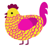 (unnamed), a yellow and fuchsia chicken with a lace pattern