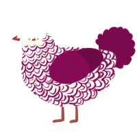 Tangle, a white and wine chicken with a double-lace pattern