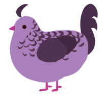 Ghost of Chicago, a blurple and navy chicken with a half-lace pattern