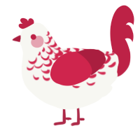 Crimson Lace, a white and crimson chicken with a half-lace pattern