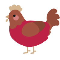 A crimson and russet chicken with a head pattern