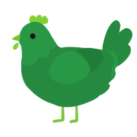 A viridian chicken with a head pattern