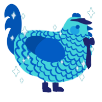 Auquamarnine, a aqua and ultramarine chicken with a lace pattern