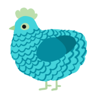 A aqua and sea chicken with a lace pattern