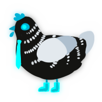 101exe, a black and mist chicken with a half-bar pattern
