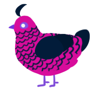 Henry, a fuchsia and tumblr chicken with a lace pattern