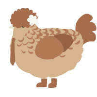 A beige and brown chicken with a half-lace pattern