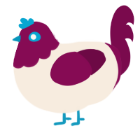A cream and wine chicken with a head pattern