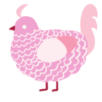 A pink and rose chicken with a lace pattern